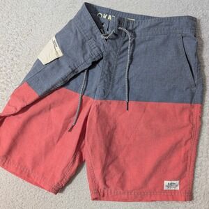 Katin Board Shorts Stanley Hybrid Mens 30/8 Blue Red Colorblock Stretch EUC